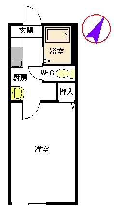 ソフィア月出  B棟(1K/1階)の間取り写真