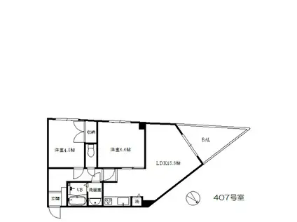 アネクスドルム(2LDK/4階)の間取り写真