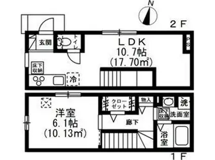 颯ーハヤテ-(1LDK/1階)の間取り写真