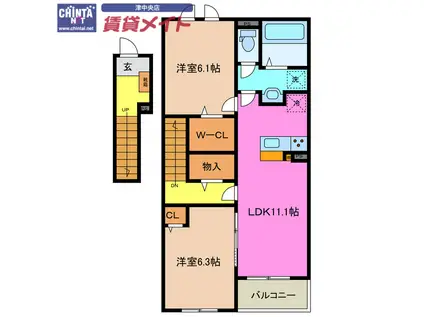 レスポアール(2LDK/2階)の間取り写真