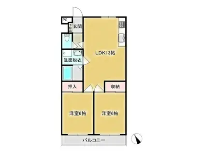 平成マンション(2LDK/3階)の間取り写真