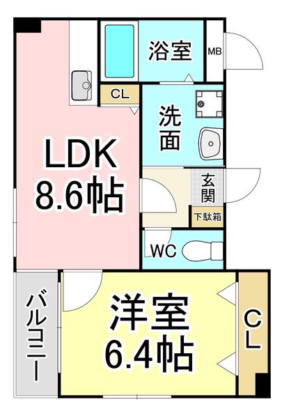 アンビエンス小倉駅前(1LDK/7階)の間取り写真