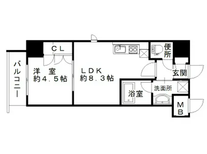 エスティメゾン南堀江(1LDK/3階)の間取り写真
