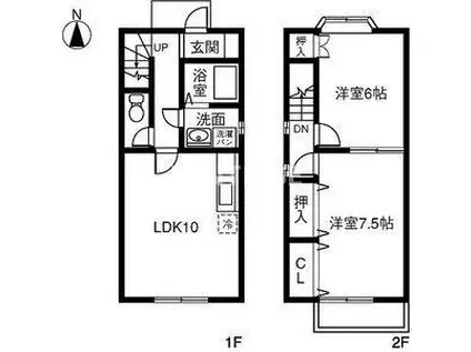 ファミーユ2000(2LDK/1階)の間取り写真