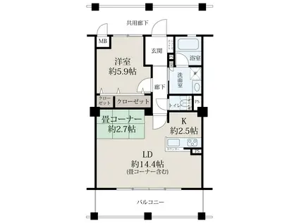 K-TERRACE学研奈良登美ヶ丘 北棟(1LDK/2階)の間取り写真