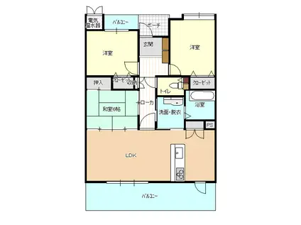 アドバンス21ヴェルテ白石 壱番館(3LDK/11階)の間取り写真