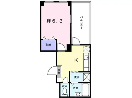 クレアトゥール新宿(1K/6階)の間取り写真