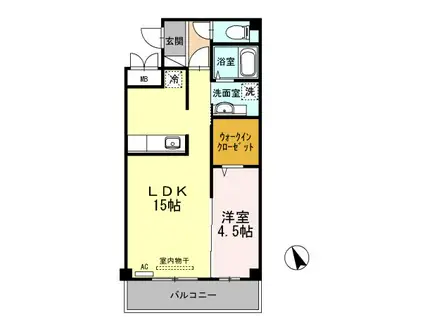 アネーロ枝大津(1LDK/2階)の間取り写真