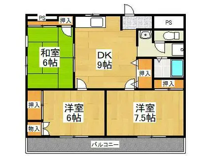 三郷ハイツ(3DK/2階)の間取り写真