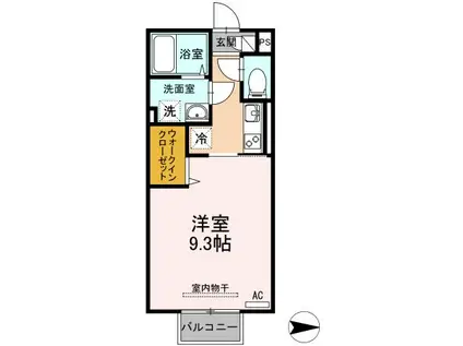 19PAPAS(1K/2階)の間取り写真