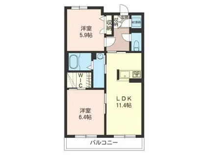 グレイスヴィラ綾瀬(2LDK/2階)の間取り写真