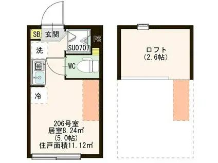 メゾンSAIGA(ワンルーム/2階)の間取り写真