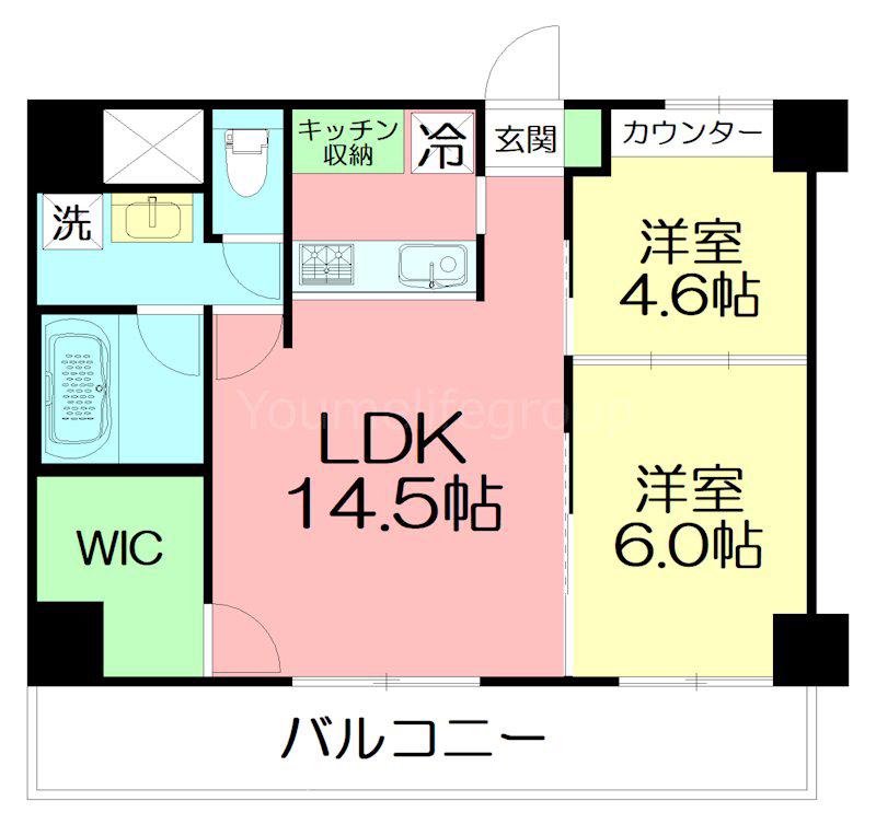 GRANDREVE茅ヶ崎幸町(2LDK/4階)の間取り写真
