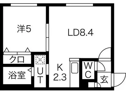 グランディール円山ウエスト(1LDK/1階)の間取り写真
