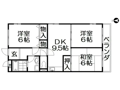 ラクシュリアント(3DK/2階)の間取り写真