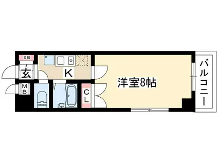 プロビデンス川原通(1K/2階)の間取り写真