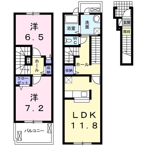 レザンII(2LDK/2階)の間取り写真