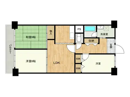 天王寺第二スカイハイツ(3LDK/1階)の間取り写真