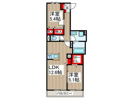 ラ メゾン パルフェ(2LDK/2階)の間取り写真