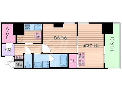 CUORE(1DK/5階)の間取り写真