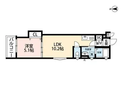 クリエオーエ寿町II(1LDK/3階)の間取り写真