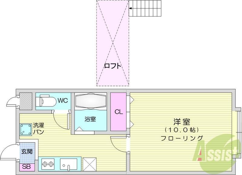 オークヒルズ(1K/1階)の間取り写真
