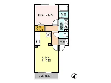 グランドールGI(1LDK/1階)の間取り写真