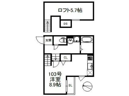シーエスコート 567(ワンルーム/1階)の間取り写真