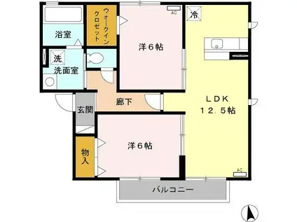 リビングタウン桃の里D(2LDK/2階)の間取り写真