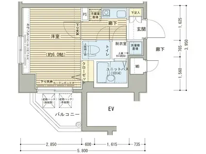 メインステージ日本橋馬喰町駅前(1K/9階)の間取り写真