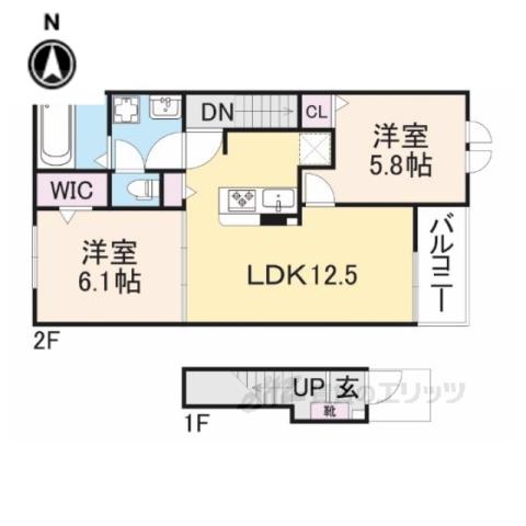 ソラーナⅡ(2LDK/2階)の間取り写真