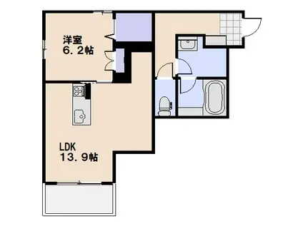 リ・カーサ(1LDK/2階)の間取り写真