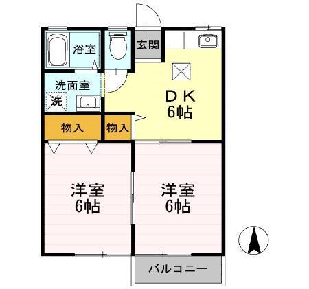 セローハウス(2DK/1階)の間取り写真