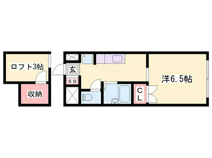 ヴィヴィール白浜(ワンルーム/2階)の間取り写真