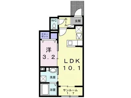 ミルト屋島(1LDK/1階)の間取り写真