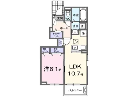 ハッピーメゾンVIII C(1LDK/1階)の間取り写真