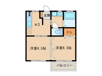 ソレイユ(2K/2階)の間取り写真