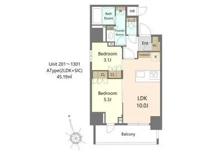 ALIVIS十条(2LDK/9階)の間取り写真