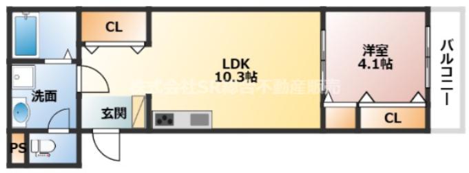 LA CHANCE瓜生堂(1LDK/1階)の間取り写真
