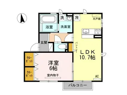フェリス(1LDK/2階)の間取り写真