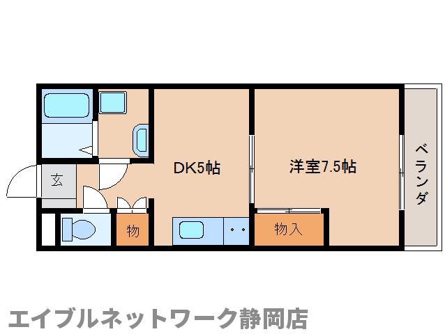 リッツ・東静岡(1DK/4階)の間取り写真