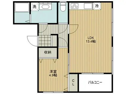 中仙道ハイツ(1LDK/2階)の間取り写真