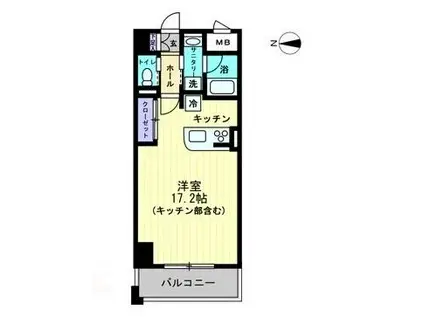 アルファレガロ中央町(1K/2階)の間取り写真