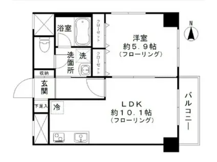 クレール鳩の湯(1LDK/3階)の間取り写真