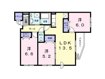 カーサ ヴィオーラ(3LDK/2階)の間取り写真