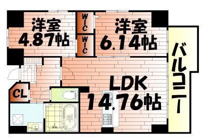 ピュアライフ金田(2LDK/4階)の間取り写真