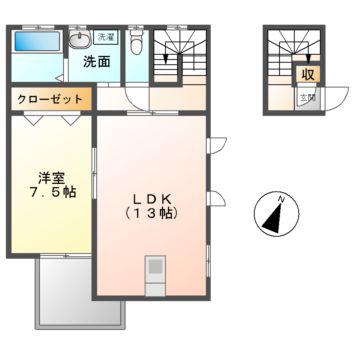 ウィクトル宝(1LDK/2階)の間取り写真