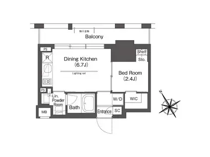 BLUROCK後楽園(1DK/8階)の間取り写真