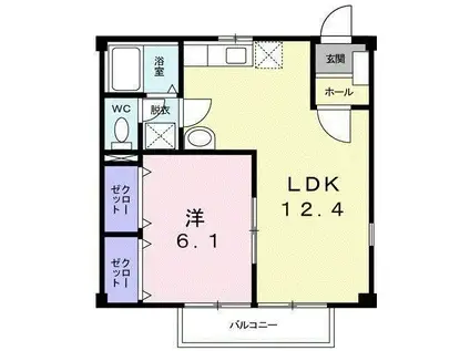 ヒルズイイジマ(1LDK/1階)の間取り写真