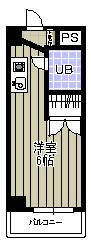 サウスヒルズ(1K/4階)の間取り写真